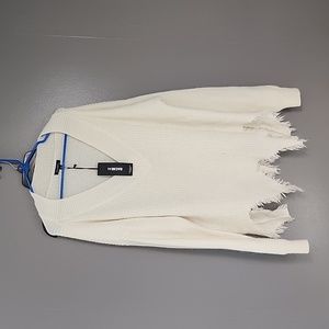 White v-neck sweater